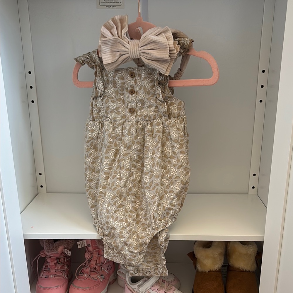 Floral Baby Romper with Bow